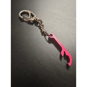Vintage Pink Anodized Aluminum Bottle & Can Opener Keychain